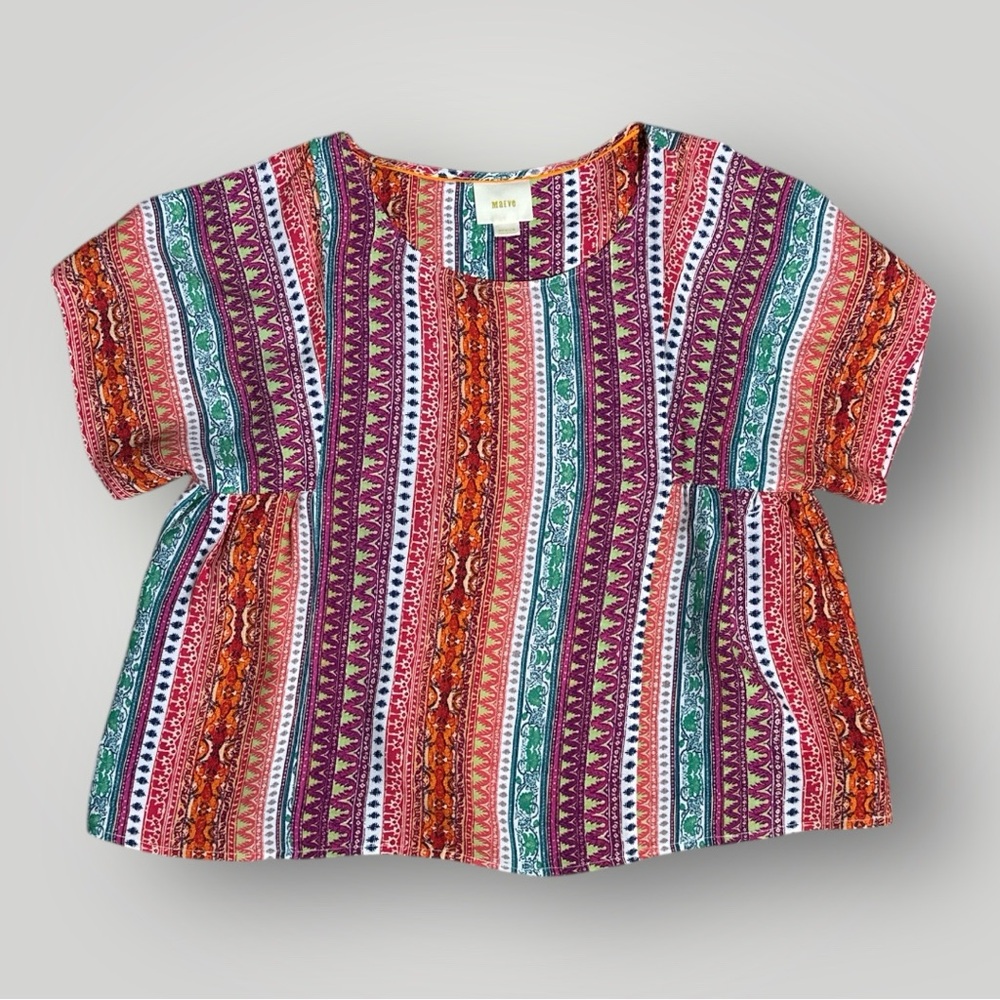Anthropologie Maeve Boho Stripe Babydoll Top Medium